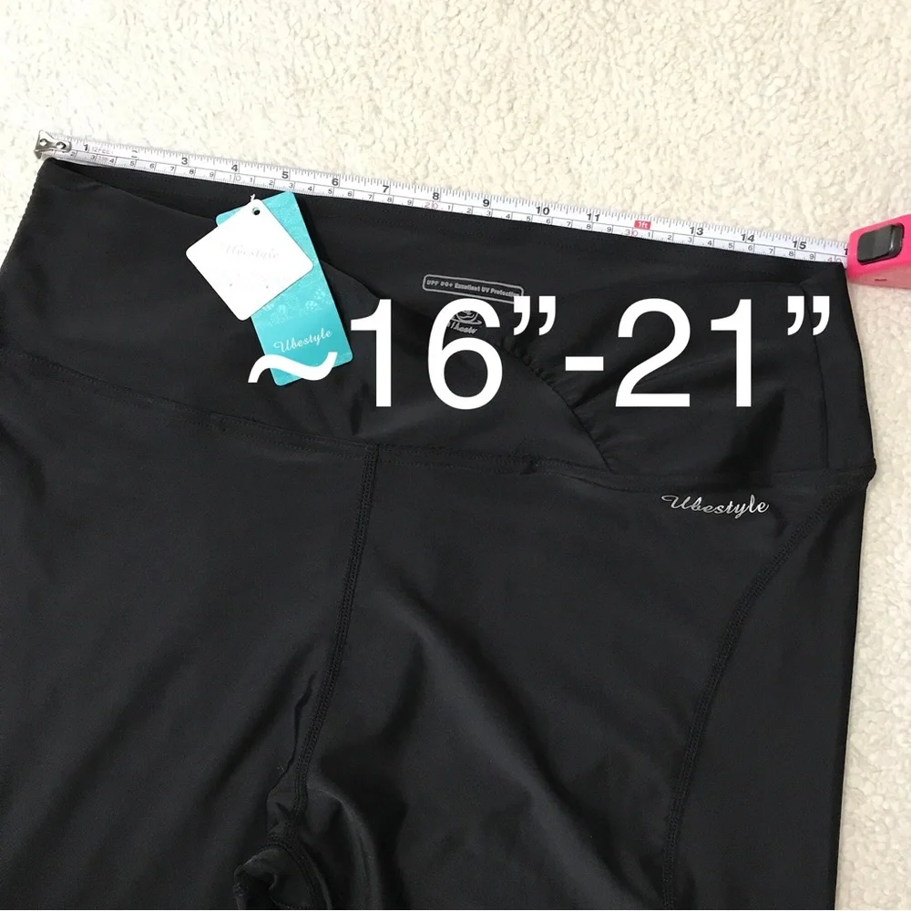 Black Leggings UPF 50 High Waist Pocket Size XXL